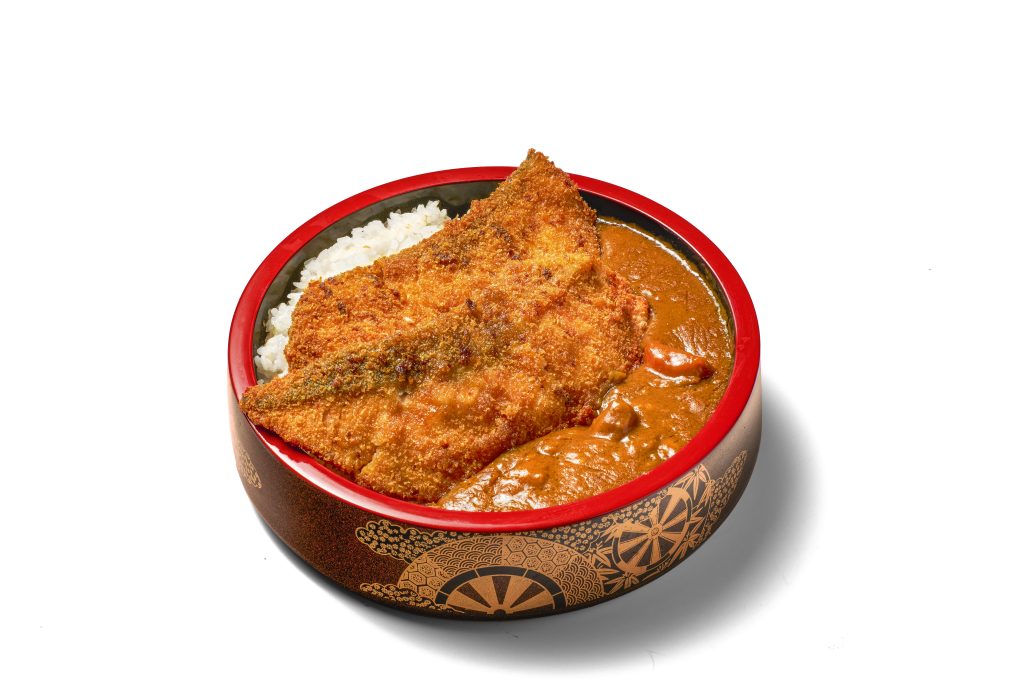Crispy salmon katsu curry served with steamed rice at Yaki Ya!
