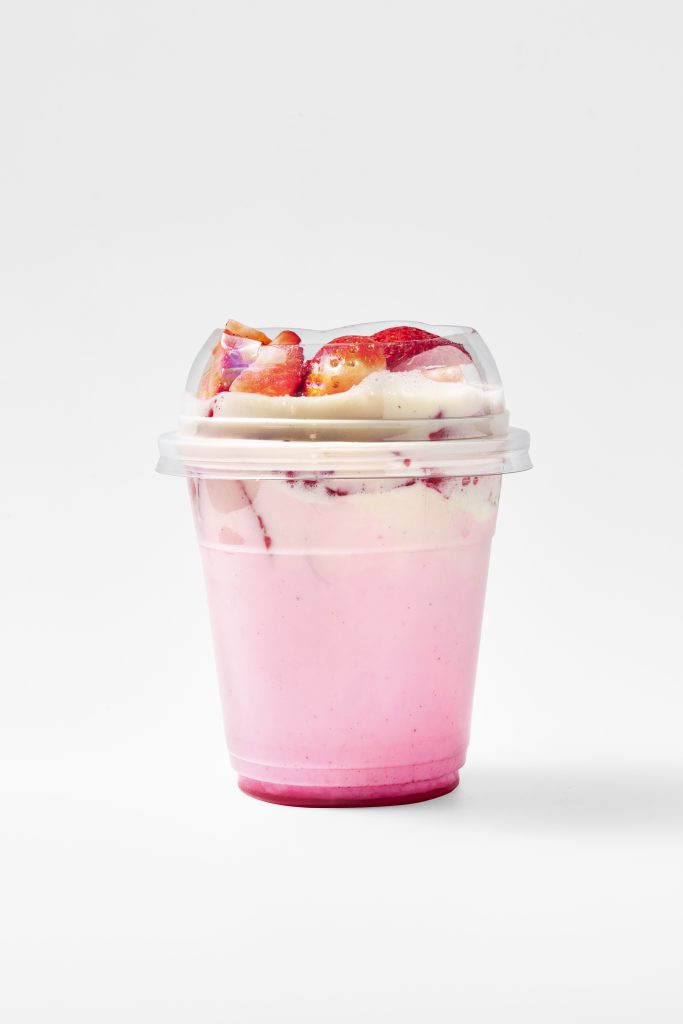 Fresh strawberry milkshake served at Yaki Ya!