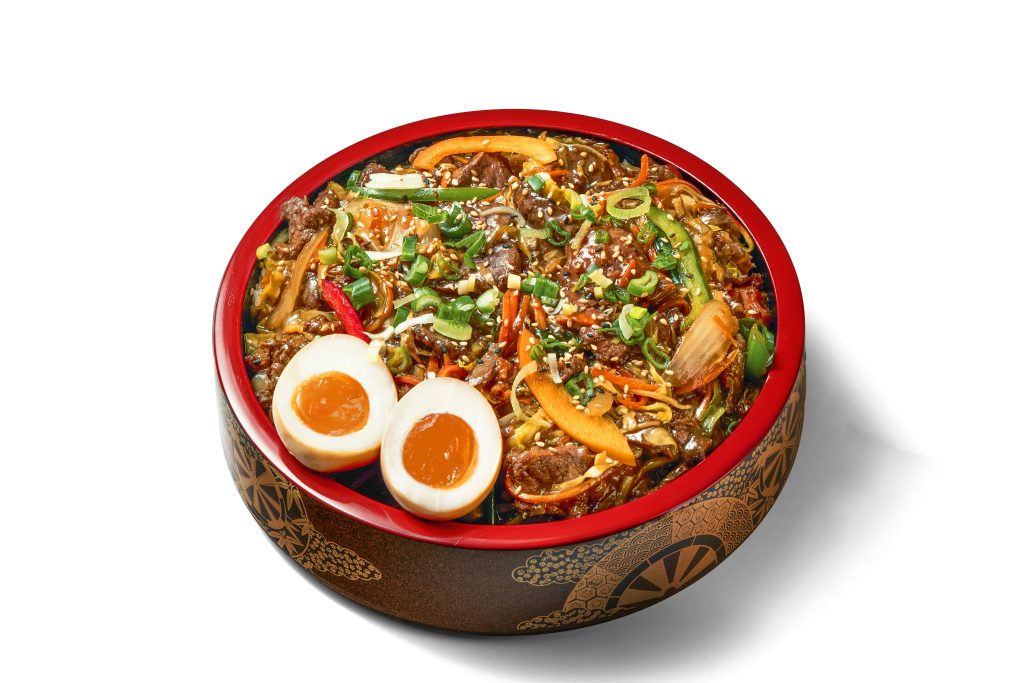 Beef teriyaki bowl prepared fresh with signature teriyaki sauce at Yaki Ya!