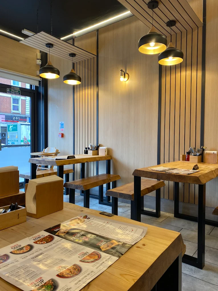 Interior of Yaki Ya! Finchley Road, a halal Japanese restaurant in London